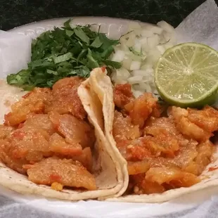 Delectable Chicharron (spicy pork) tacos!