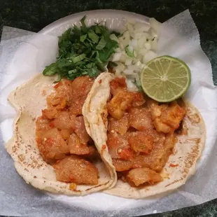 Delectable Chicharron (spicy pork) tacos!