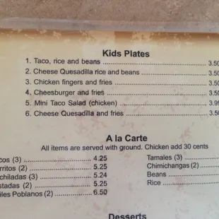 menu