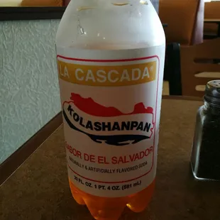 Salvadoran Soda. Tastes like orange sherbet.