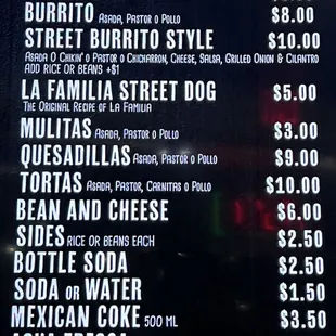 menu