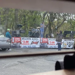 Our waitress doing Facebook Live while we were waiting on our check