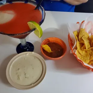 Strawberry Margarita and Queso