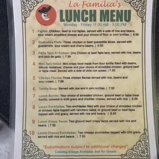 Lunch Menu