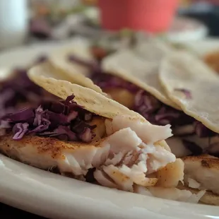 Fish tacos fish was grill to perfection fabulous flavor.