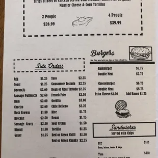 a menu for a restaurant