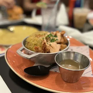 Fried chicken mofongo