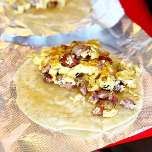 two breakfast tortillas