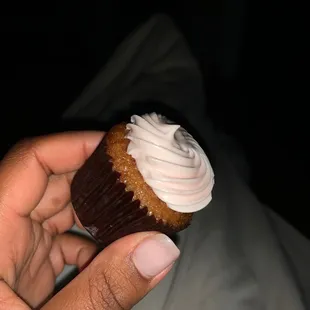 Tiny strawberry cupcake. This is the perfect bite sized treat!