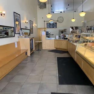 the interior of a bakery