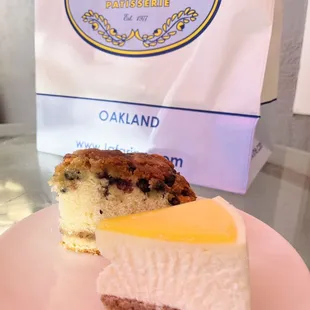 Lemon cheesecake and coffee cake