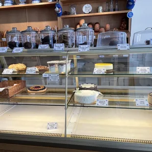 a display of cakes and pastries