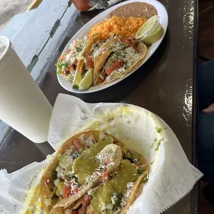 Pastor tacos and pastor taco plate
