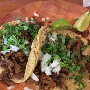 Carne asada tacos street style!  Bigger than most places lots of meat!