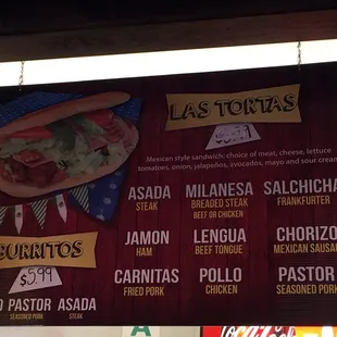 a menu for a fast food restaurant