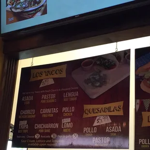 a menu for a mexican restaurant