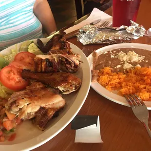 Excellent Pollo asada, comes with dry rice and runny beans.