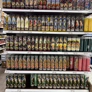 a shelf of beer