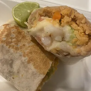 Shrimp burrito , it&apos;s huge ! Must try ! Very clean !