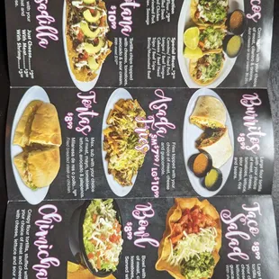 Menu As of April 2023 (Prices not correct)