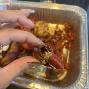 Uncleaned, spoiled, soggy, dry, old, crawfish