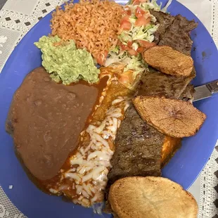 Carne asada and enchilada