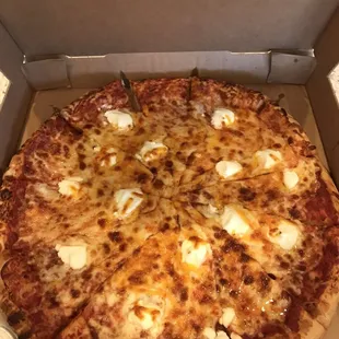 Cheese lovers pizza which includes five or so cheeses. This one was minus the feta. So good!