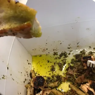 Soaked bread in oil