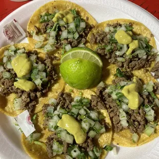 Mini tacos asada ($8)