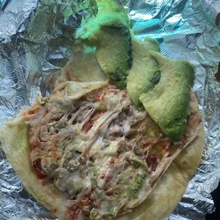 a chicken and broccoli tortilla