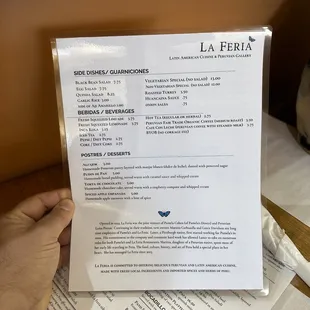 a menu for a restaurant