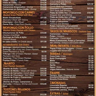 La Fiebre Del Sabor Criollo * Menu