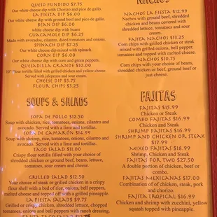 a menu for a mexican restaurant