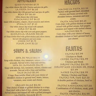 a menu for a mexican restaurant