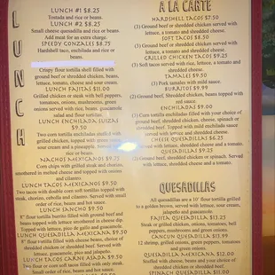 a menu for a mexican restaurant