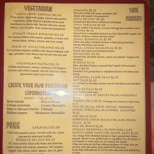 a menu for a mexican restaurant