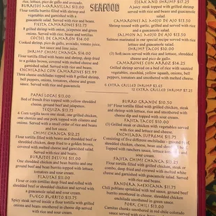 Food menu