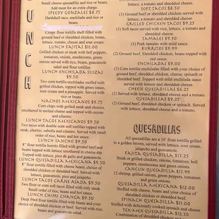 Food menu