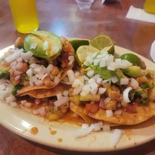 a plate of mexican food on a table