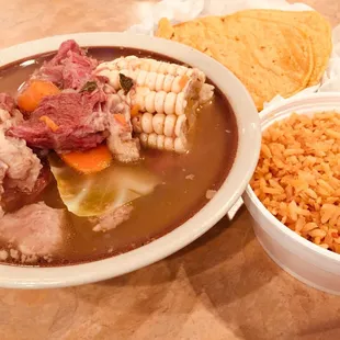 Caldo de Res- the meat in the soup is corn beef.