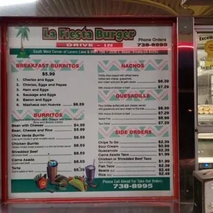 Modern menu(right side), half the left side, and more than half the pick-up window.