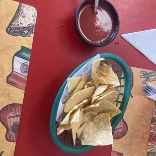 Chips and salsa at the beginning of the meal