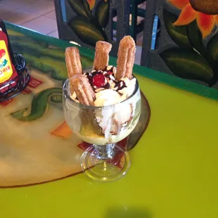 a dessert in a glass bowl