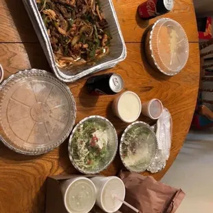 COVID--19 deal: double fajitas with the fixings, chips, salsa, queso, 2 large helpings of rice &amp; beans, and two margaritas for only $29.99