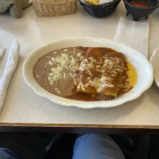 Enchilada and beans