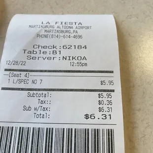 Special No.7 check. Amazing.