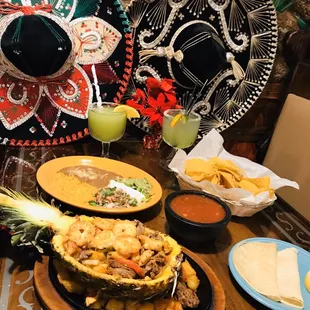 Tropical Pineapple Fajitas  and Lime Margaritas