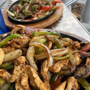 One steak and one chicken fajita