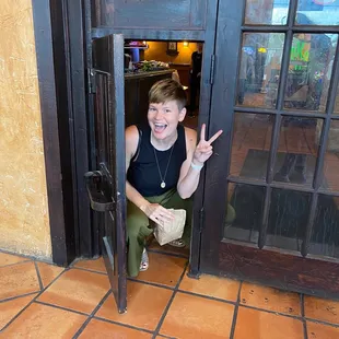 Main entrance and the original kid's mini door.