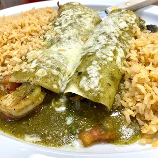 1shrimp and 1 spinach enchilada, all rice.